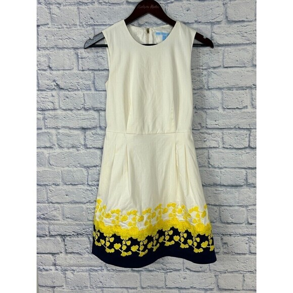 Draper James Climbing Bloom Women Sz 0 Dress Floral Blue Yellow Embroidered E4 - Picture 2 of 12